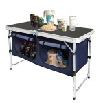 CampLand Outdoor Folding CampingTable with Aluminum Lightweight Height Adjustable with Storage Organizer Picnic Table for BBQ, Party, Camping(Bamboo)