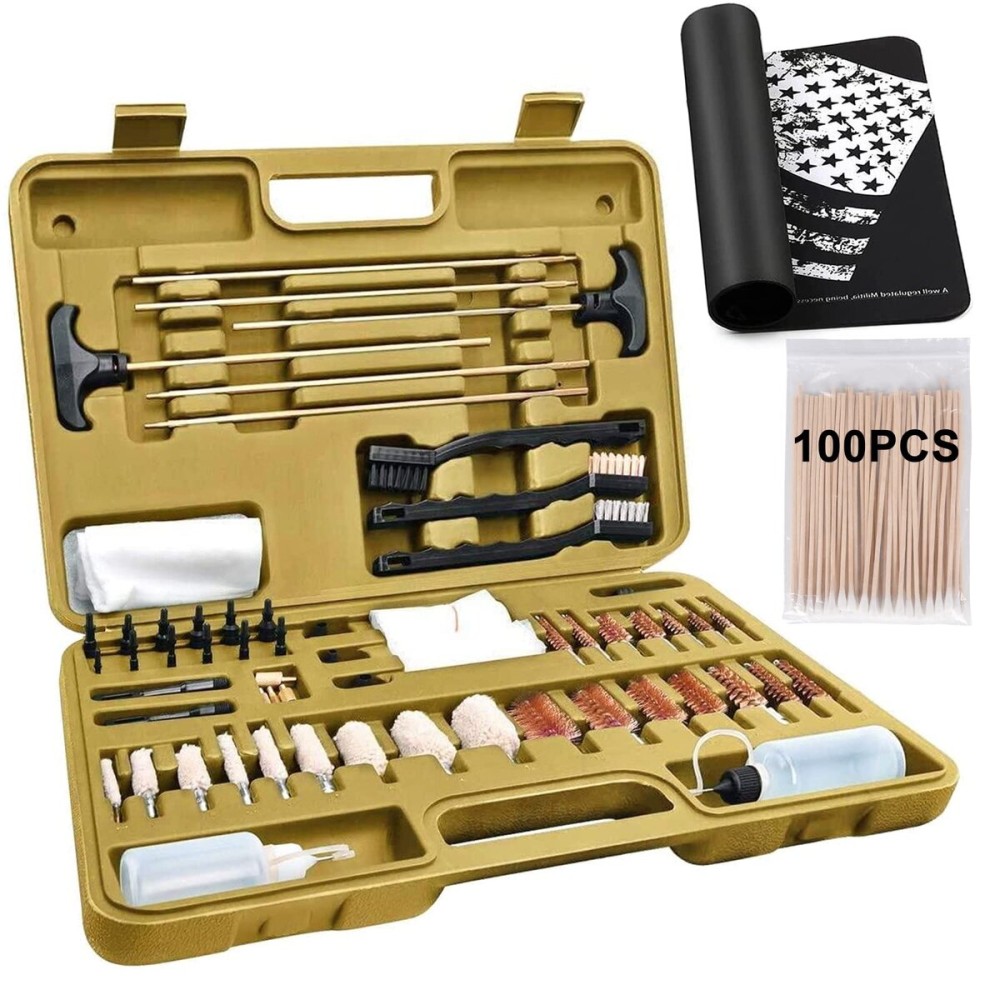 iunio Gun Cleaning Kit, Universal Gun Cleaning Kit for All Caliber Shotgun Pistol Rifle Cleaning Kit with Mat Portable Case