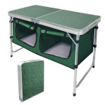 CampLand Outdoor Folding CampingTable with Aluminum Lightweight Height Adjustable with Storage Organizer Picnic Table for BBQ, Party, Camping (Green)