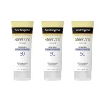 Neutrogena Mineral Sunscreen Sheer Zinc Oxide Dry-Touch Lotion, Broad Spectrum Sunblock SPF 50, Water Resistant Sunscreen For Sensitive Skin, 3 fl. oz, 3 Pack