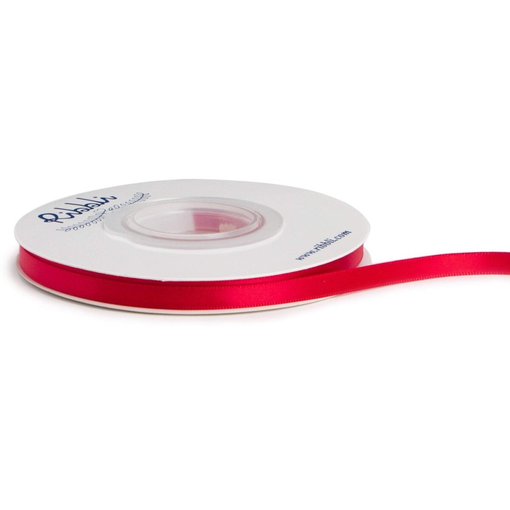 Ribbli Double Faced Hot Red Satin Ribbon,1/4 x Continuous 25 Yards,Use for Bows Bouquet,Gift Wrapping,Floral Arrangement