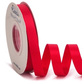 Ribbli Double Faced Hot Red Satin Ribbon,1/2 x Continuous 25 Yards,Use for Bows Bouquet,Gift Wrapping,Floral Arrangement