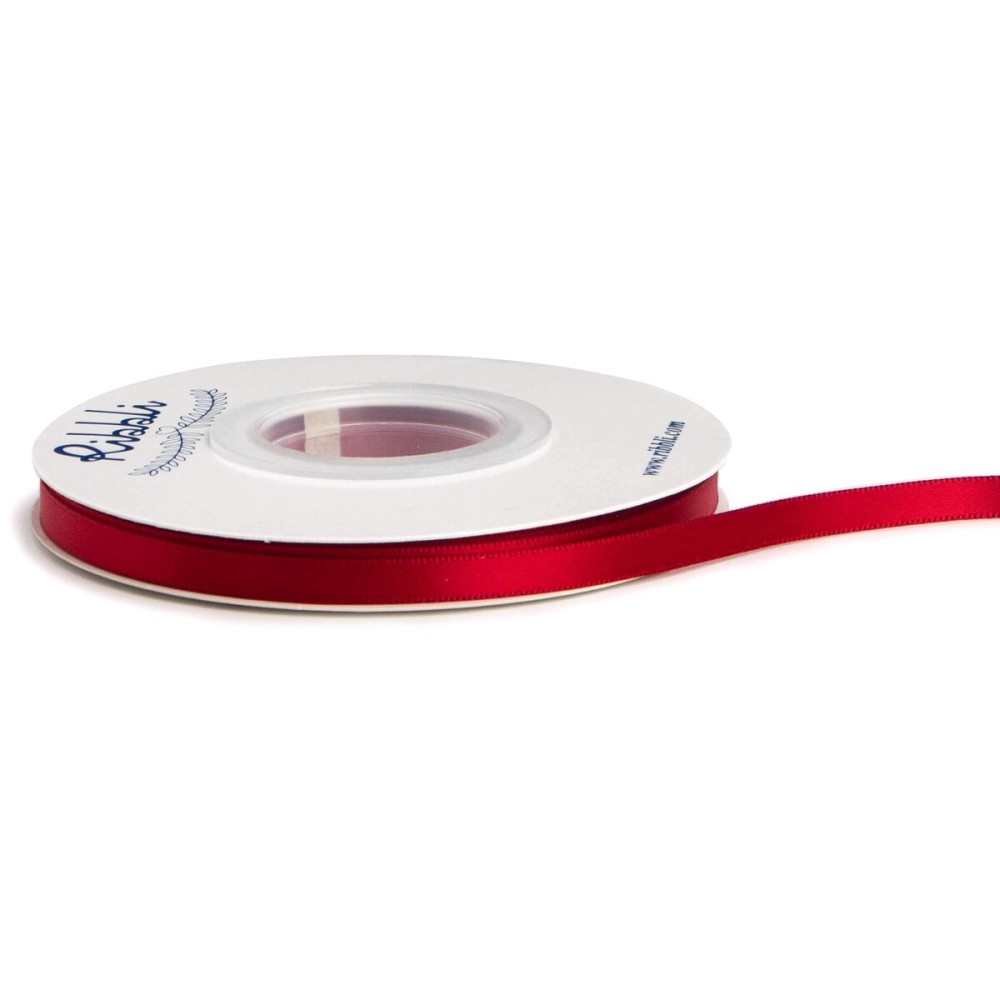 Ribbli Double Faced Scarlet Red Satin Ribbon,1/4 x Continuous 25 Yards,Use for Bows Bouquet,Gift Wrapping,Floral Arrangement