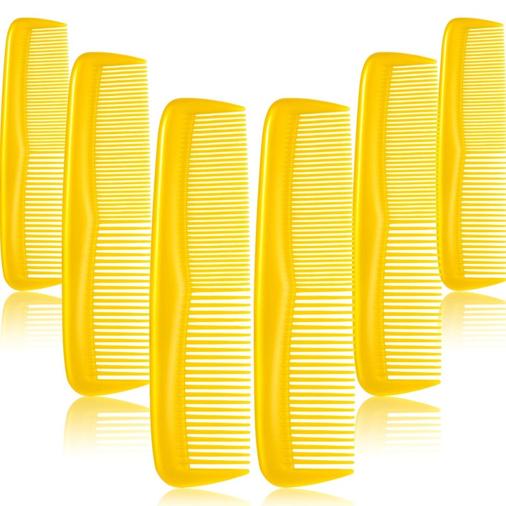 Leinuosen 12 Pieces Hair Combs Set Pocket Plastic Fine Tooth Dressing Comb for Women and Men, Peines Para Cabello(Yellow)