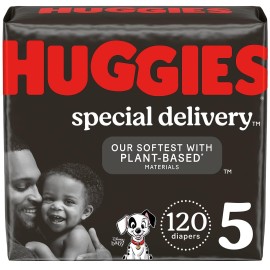Huggies Special Delivery Hypoallergenic Baby Diapers Size 5 (27+ lbs), 120 Ct, Fragrance Free, Safe for Sensitive Skin
