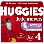 Huggies Little Movers Baby Diapers, Size 4 (22-37 lbs), 66 Ct, Packaging May Vary