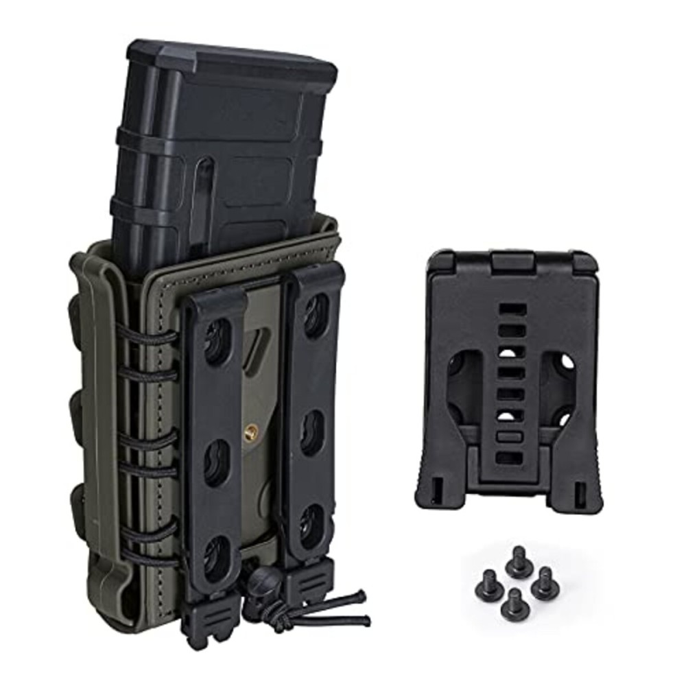 IDOGEAR Mag Pouch 5.56mm Rifle Magazine Pouches 7.62mm Molle Softshell Universal Mag Carrier for M4 AR15 M16 AK Magainzes (z.Ranger Green-MOLLE&Belt Clips Set)