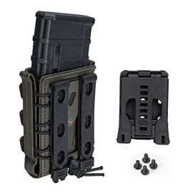IDOGEAR Mag Pouch 5.56mm Rifle Magazine Pouches 7.62mm Molle Softshell Universal Mag Carrier for M4 AR15 M16 AK Magainzes (z.Ranger Green-MOLLE&Belt Clips Set)