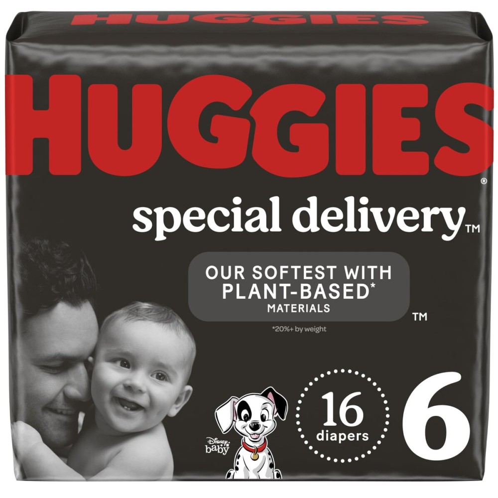 Huggies Special Delivery Hypoallergenic Baby Diapers Size 6 (35+ lbs), 16 Ct, Fragrance Free, Safe for Sensitive Skin
