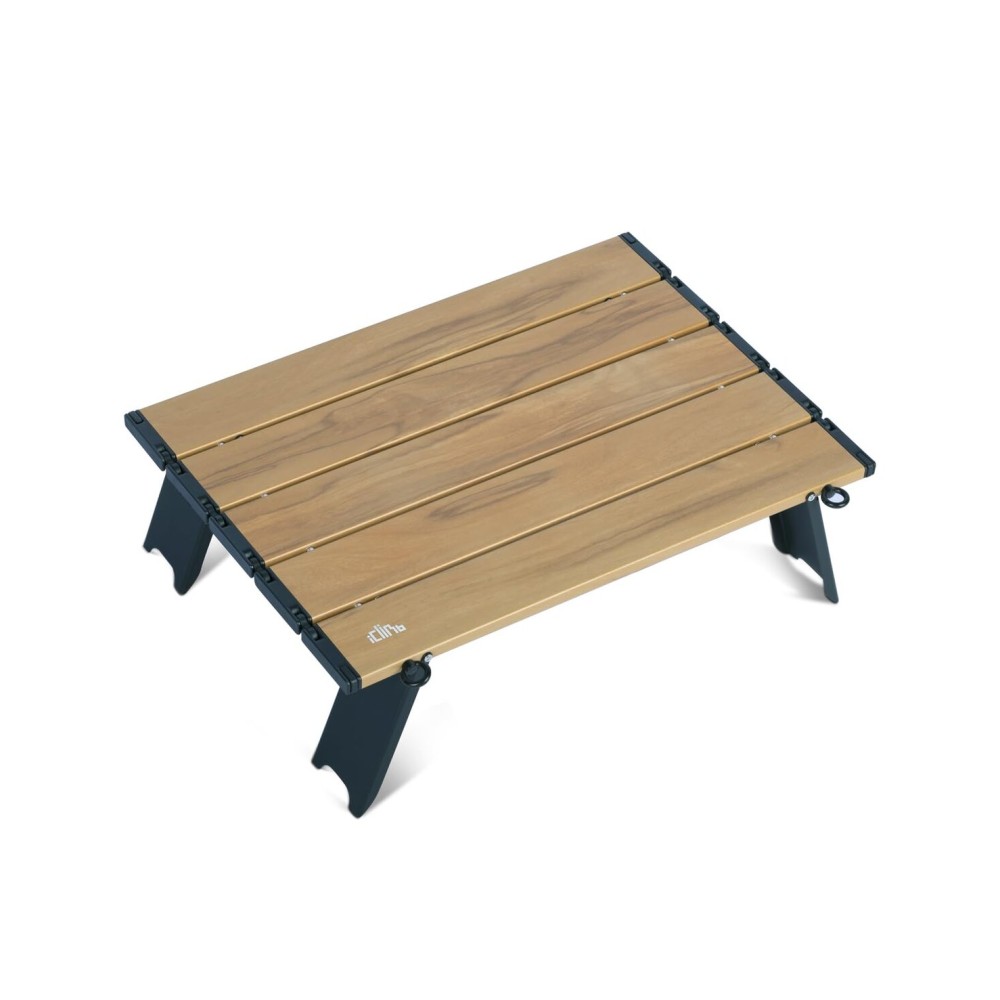 iClimb Ultralight Compact Mini Beach Picnic Folding Alu. Table with Carry Bag, Two Size (Nature - S)