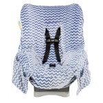 Niko Easy Wash Children\'s Car Seat Cover & Liner - Blue Chevron Minky - Great for Winter Weather - Universal FIT - Crash Tested - Waterproof SEAT Bottom - Mess Protection - Machine Washable