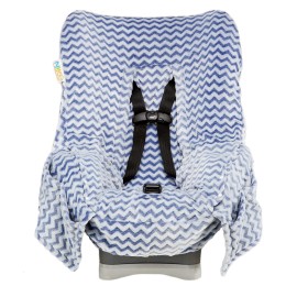 Niko Easy Wash Children\'s Car Seat Cover & Liner - Blue Chevron Minky - Great for Winter Weather - Universal FIT - Crash Tested - Waterproof SEAT Bottom - Mess Protection - Machine Washable