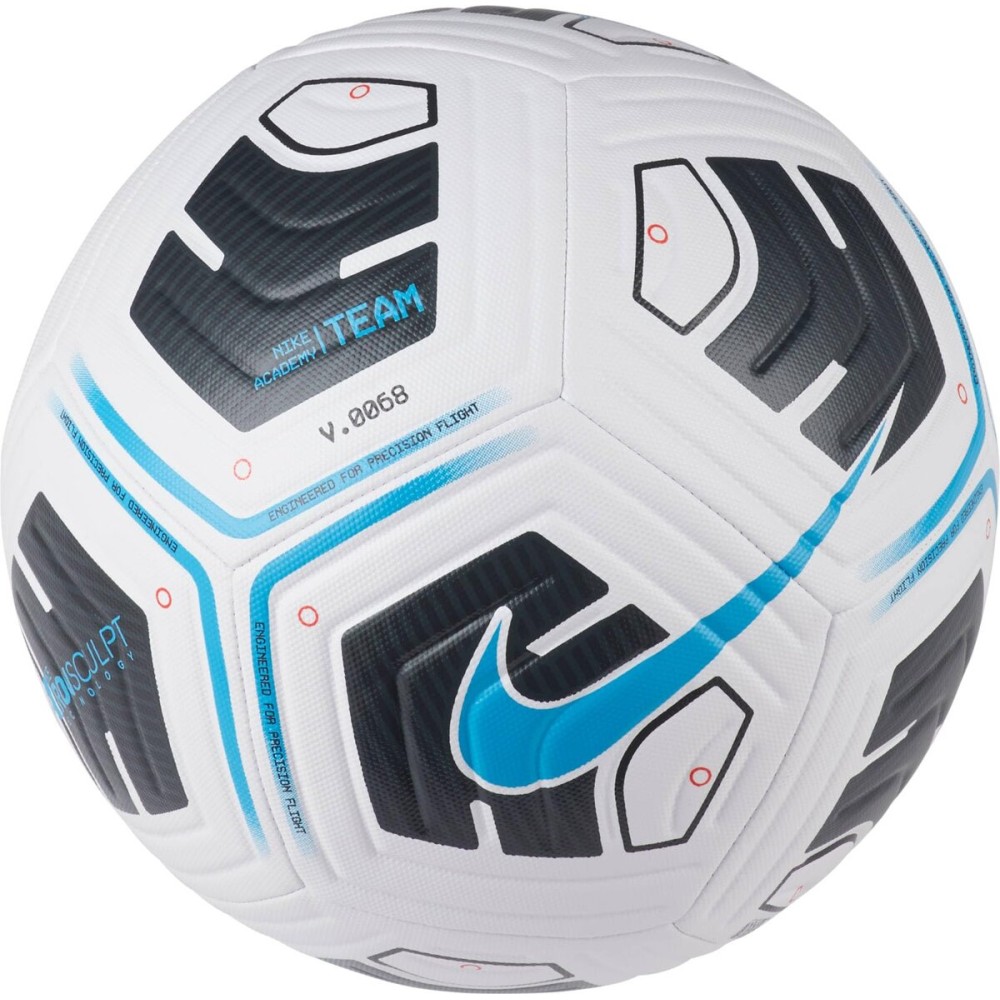 Nike Unisex\'s NK Academy - Team Recreational Soccer Ball, White/Black/(lt Blue Fury), 5