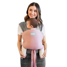 Moby Baby Wrap Carrier Easy-Wrap for Newborns to Toddlers (8-33lbs), Infant Sling Carrier, Lightweight & Hands Free Design for Mom and Dad, Adjustable for All Body Types (Charcoal/Dusty Rose)