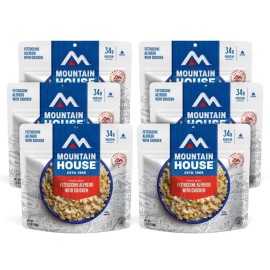 Mountain House Fettuccine Alfredo with Chicken | Freeze Dried Backpacking & Camping Food | 6-Pack