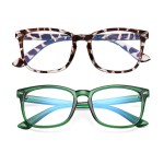 AZorb 2Pack Blue Light Blocking Glasses for Kids TR90 Unbreakable Computer Screen Glasses for Boys & Girls-2 Pack(Green+ Leopard)