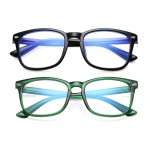 AZorb 2Pack Blue Light Blocking Glasses for Kids TR90 Unbreakable Computer Screen Glasses for Boys & Girls - 2 Pack(Black+Green)