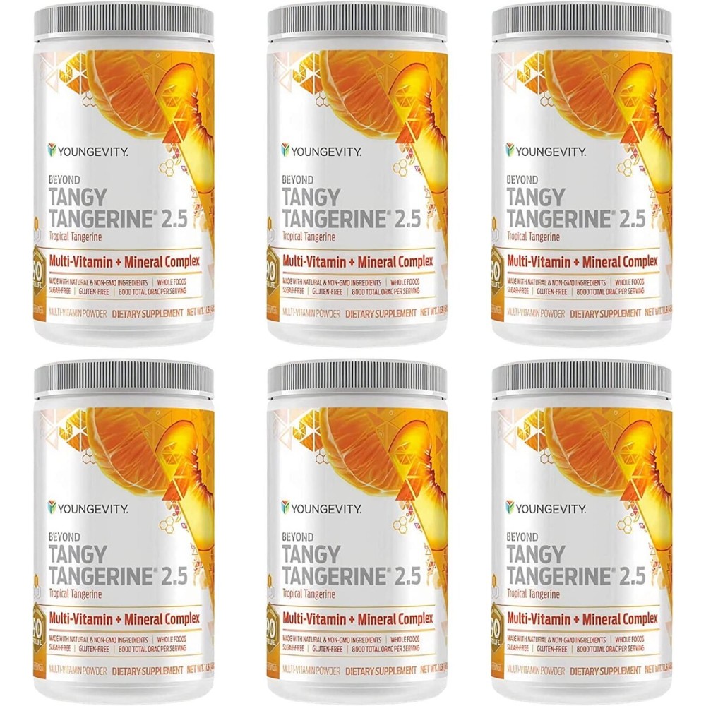Youngevity Beyond Tangy Tangerine 2.5 Tropical Tangerine Ultimate Multi-Vitamin & Mineral Complex - Made With Natural & Whole Foods | 8,000 ORAC (6)
