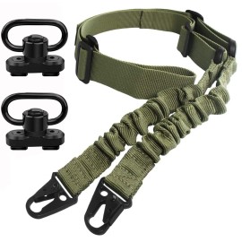 Bengor Two Point Traditional Sling with Attachments Mounts, Adjustable Extra Long Rifle Sling for Rifle with 2 Pack 1.25 QD Swivel Mounts for M-Rail