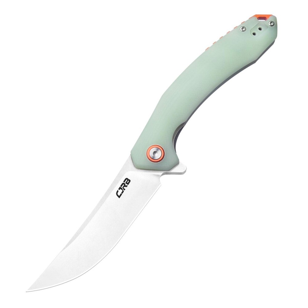 CJRB Small Folding Pocket Knife with Stonewash AR-RPM9 Powder Steel Blade and G10 Handle Tactical Knife for Men Womens EDC Outdoor Survival Camping Hunting Hiking, Gobi(J1906) Natural Green