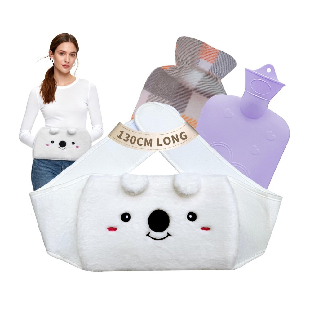 Hot Water Bottle, Rubber Hot Water Bottle Belt with 2 Pack Warm Soft Waist Plush Cover, Hot Water Bag for Pain Relief for Neck, Back, Shoulder and Legs