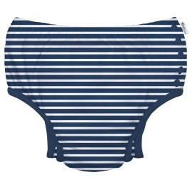 Green Sprouts Boys\' Snap Swim Diaper, Navy Stripe, 12 M
