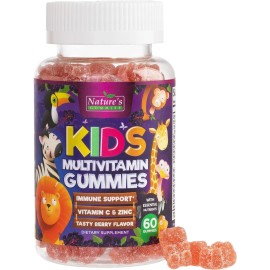 Multivitamin for Kids - Complete Daily Children\'s Multi Vitamin Gummies with Vitamin D, B Vitamins, Zinc & More - Energy, Memory Focus & Immune Health Support - Natural Berry Flavor Chew - 60 Gummies