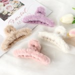 VinBee 4 PCS Faux Fur Hair Clips Large Plush Hair Catch Barrette Jaw Clamp for Women Girls Half Bun Hairpins for Thick Hair Cute Claw Clips Hair Accessories (4.5 Inch)