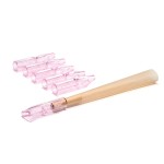 5PCS Reusable W\'cked Glass Filter Tips for Pre Rolled Rolling Paper Cones, Slim Cigarettes, Glass Rolling Tip Mouthpieces (Pink)