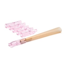 5PCS Reusable W\'cked Glass Filter Tips for Pre Rolled Rolling Paper Cones, Slim Cigarettes, Glass Rolling Tip Mouthpieces (Pink)