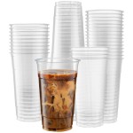 Crystal Clear PET Cups for Iced Coffee,Milkshake, Cold Drinks, Slush, Smoothy\'s, Slurpee, Ice cream, Dessert, Party\'s, Plastic Disposable Cups (50, 32 oz)