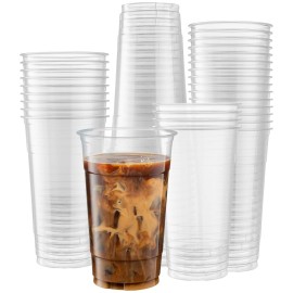 Crystal Clear PET Cups for Iced Coffee,Milkshake, Cold Drinks, Slush, Smoothy\'s, Slurpee, Ice cream, Dessert, Party\'s, Plastic Disposable Cups (50, 32 oz)
