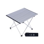 iClimb Ultralight Compact Camping Folding Table with Carry Bag (Silver - L)