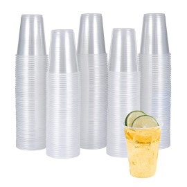 Turbo Bee 7oz Plastic Cups 300 Pack Disposable Clear Party Cups for Home, School, Office & Events | Small Transparent Tumblers for Drinks, Samples & Commercial Use