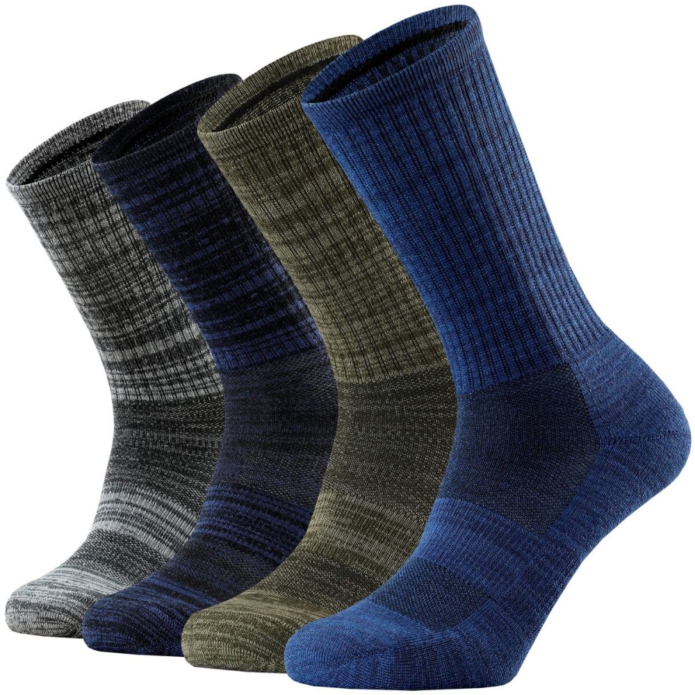 Ortis Men\'s Merino Wool Cushion Crew Socks with Moisture Wicking Control Light Weight Breathable for Outdoor Hiking Cycling(MixColor1 XL)