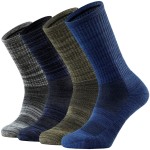 Ortis Men\'s Merino Wool Cushion Crew Socks with Moisture Wicking Control Light Weight Breathable for Outdoor Hiking Cycling(MixColor1 XL)