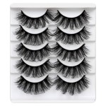 ALICROWN Mink Lashes Faux Wispy Natural Volume Lashes Pack 5D Thick Volume Crossed False Eyelashes Full Handmade 5 Pairs Lashes