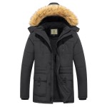 WenVen Men\'s Winter Coat Quilted Parka Jacket with Removable Hood (Charcoal, M)