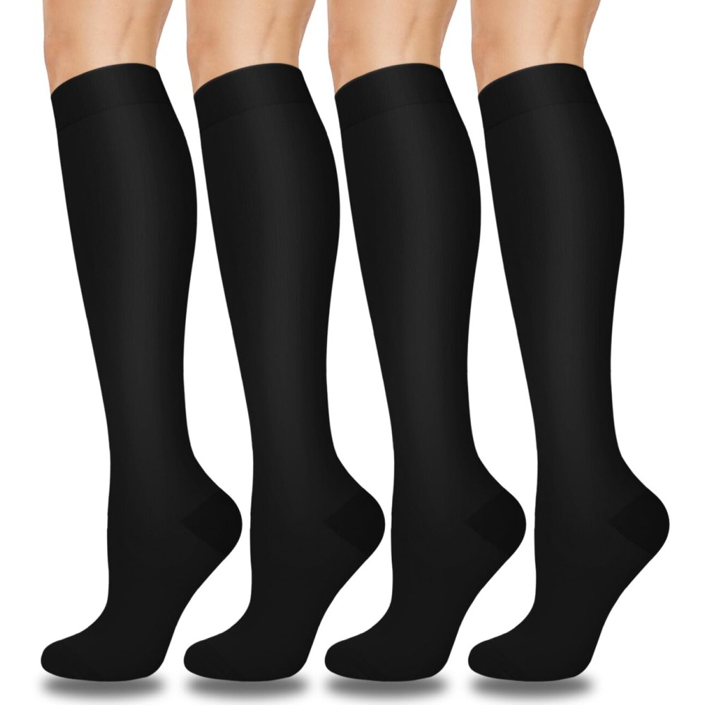 Aoliks Black Compression Socks for Women & Men 15-20 mmHg - Best Support for Nurses,Running,Hiking(L/XL)