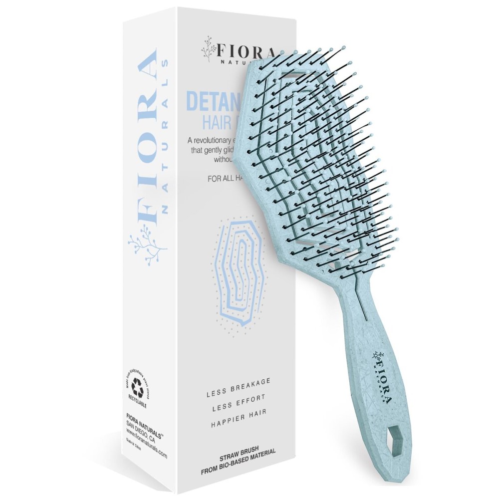 Fiora Naturals Hair Detangling Brush -100% Bio-Friendly Hair Detangler Brush w/Ultra-soft Bristles- Glide Through Tangles with Ease - For Curly, Fine, Women, Men, Kids, Toddlers, Wet and Dry Hair