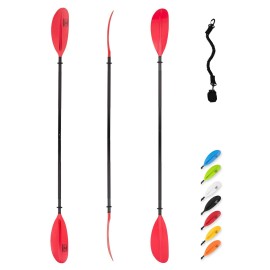 OCEANBROAD Kayak Paddle 86in/218cm Alloy Shaft Kayaking Boating Canoeing Oar with Paddle Leash 1 Paddle, Red