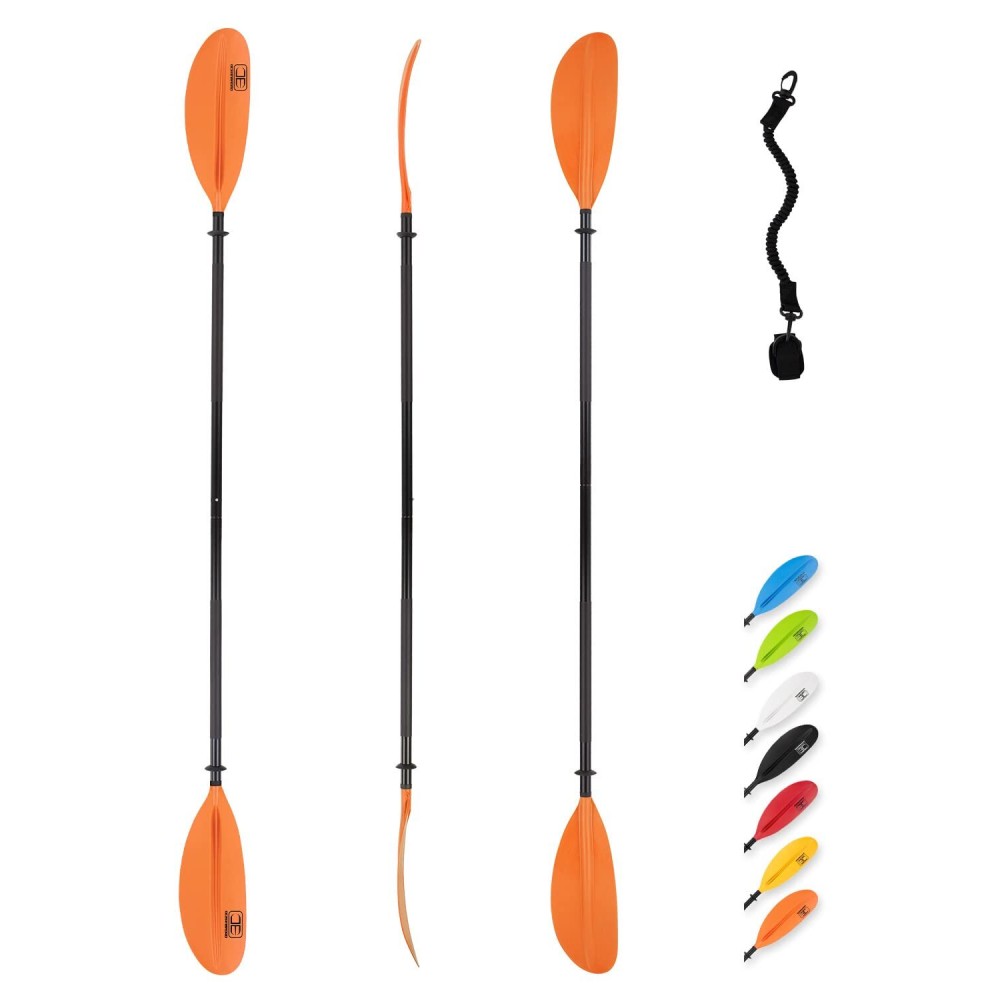 OCEANBROAD Kayak Paddle 86in/218cm Alloy Shaft Kayaking Boating Canoeing Oar with Paddle Leash 1 Paddle, Orange