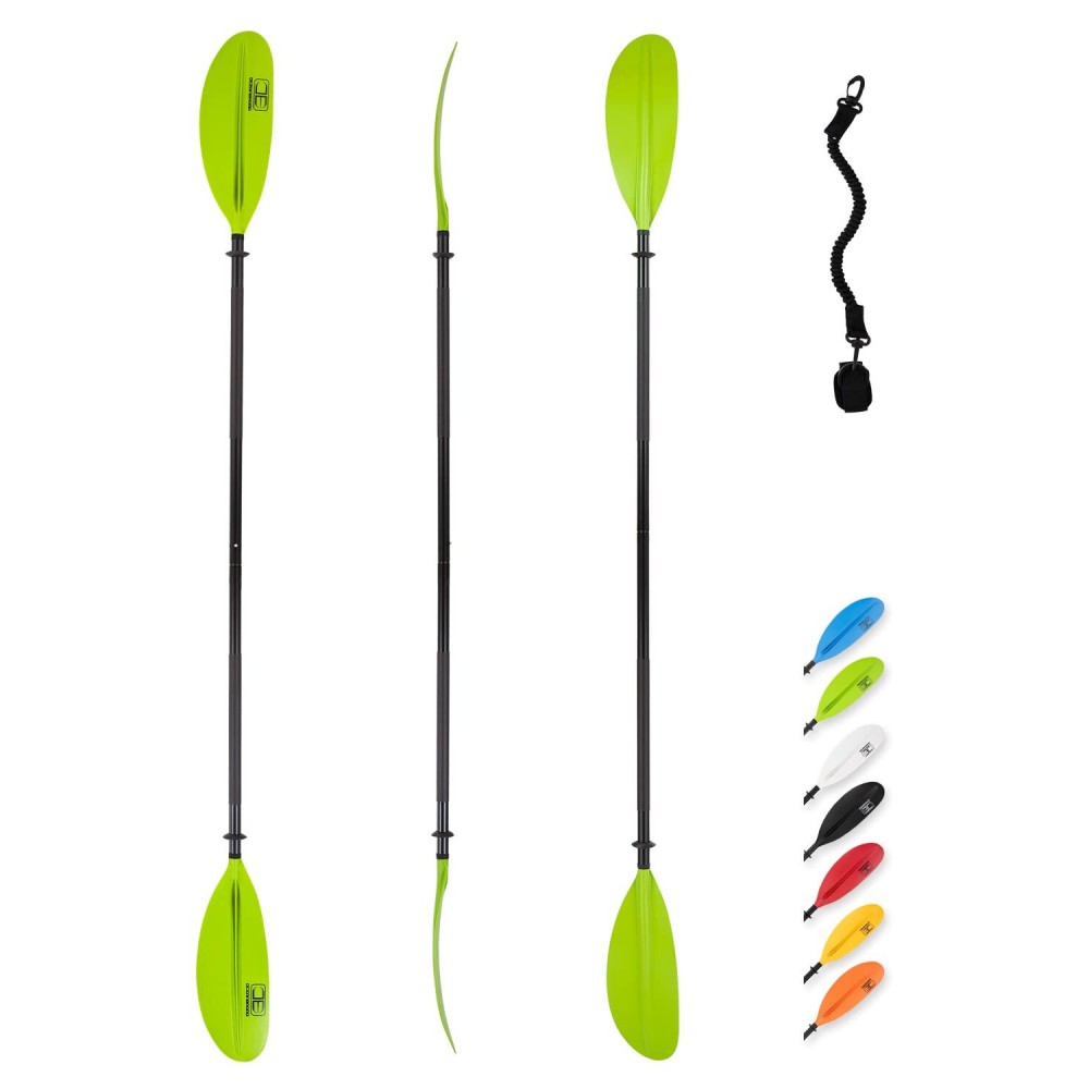 OCEANBROAD Kayak Paddle 86in/218cm Alloy Shaft Kayaking Boating Canoeing Oar with Paddle Leash 1 Paddle, Green