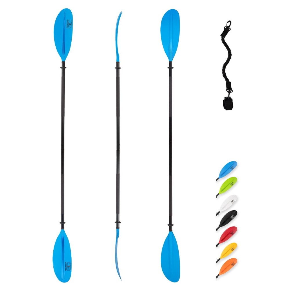 OCEANBROAD Kayak Paddle 86in/218cm Alloy Shaft Kayaking Boating Canoeing Oar with Paddle Leash 1 Paddle, Blue