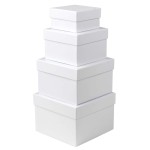 Briful Square Gift Boxes with Lids Set of 4 White Gift Box Assorted Sizes Nesting Gift Boxes for Presents Birthday Bridesmaid Wedding Valentines Christmas Party Favor Boxes