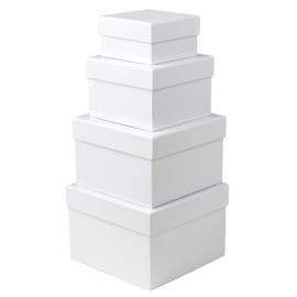 Briful Square Gift Boxes with Lids Set of 4 White Gift Box Assorted Sizes Nesting Gift Boxes for Presents Birthday Bridesmaid Wedding Valentines Christmas Party Favor Boxes