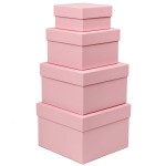 Briful Square Gift Boxes with Lids Set of 4 Pink Gift Box Assorted Sizes Nesting Gift Boxes for Presents Birthday Bridesmaid Wedding Valentines Christmas Party Favor Boxes