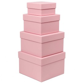 Briful Square Gift Boxes with Lids Set of 4 Pink Gift Box Assorted Sizes Nesting Gift Boxes for Presents Birthday Bridesmaid Wedding Valentines Christmas Party Favor Boxes
