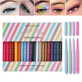 BONNIE CHOICE 20 PCS Colored Eyeliners Pencil Set, 20 Colors Waterproof Long Lasting Retractable Matte Colorful Eyeliner Milti-Functional Eyeliner Eyeshadow Pen Christmas Day Gifts for Women