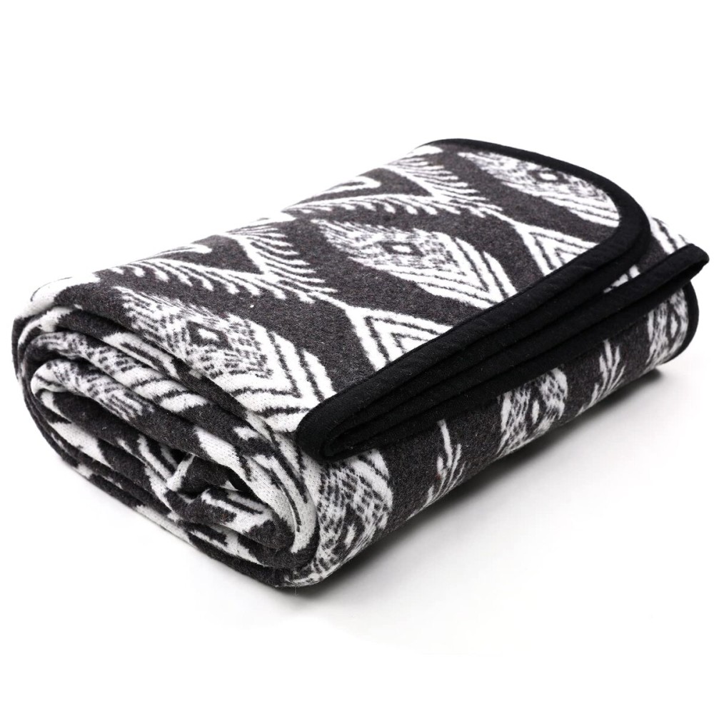 PuTian Merino Wool Blanket - 4 lbs Warm, Thick, Washable, Large 87 x 63 Throw for Outdoors, Camping,Couch, Bed, Travel-Super Soft Wool Blanket- Bohemia Grey